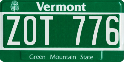 VT license plate ZOT776