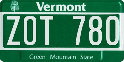 VT license plate ZOT780