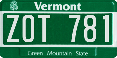 VT license plate ZOT781