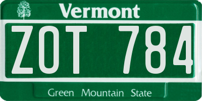 VT license plate ZOT784