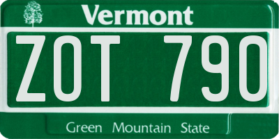 VT license plate ZOT790