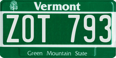 VT license plate ZOT793