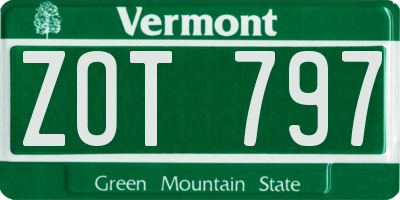 VT license plate ZOT797