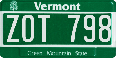 VT license plate ZOT798