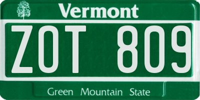 VT license plate ZOT809