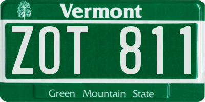 VT license plate ZOT811