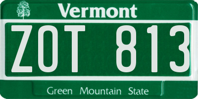 VT license plate ZOT813