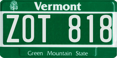 VT license plate ZOT818