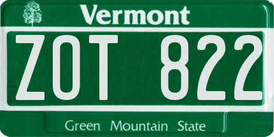 VT license plate ZOT822