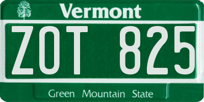 VT license plate ZOT825
