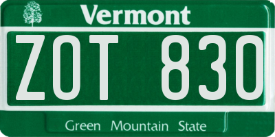 VT license plate ZOT830