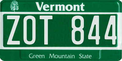 VT license plate ZOT844