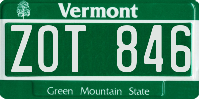 VT license plate ZOT846