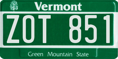 VT license plate ZOT851