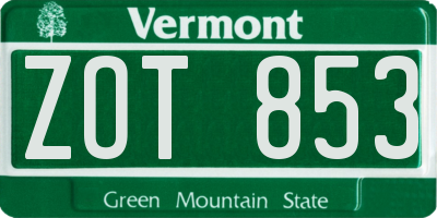 VT license plate ZOT853