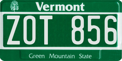 VT license plate ZOT856