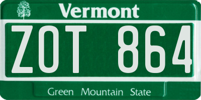 VT license plate ZOT864