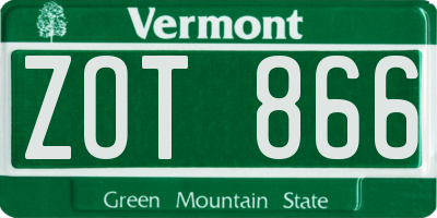 VT license plate ZOT866