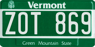 VT license plate ZOT869
