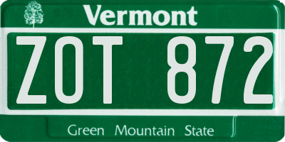 VT license plate ZOT872