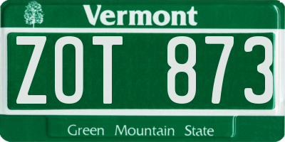 VT license plate ZOT873