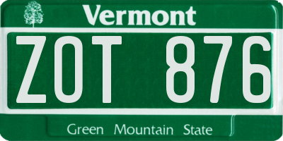 VT license plate ZOT876