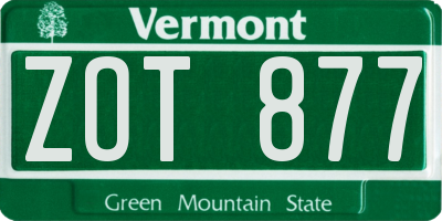 VT license plate ZOT877