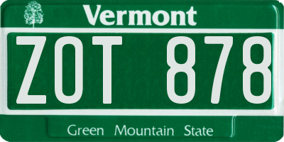 VT license plate ZOT878