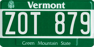 VT license plate ZOT879