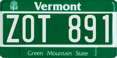 VT license plate ZOT891