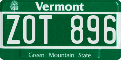 VT license plate ZOT896