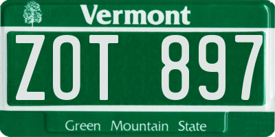 VT license plate ZOT897