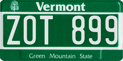 VT license plate ZOT899
