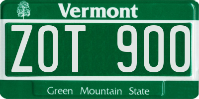 VT license plate ZOT900