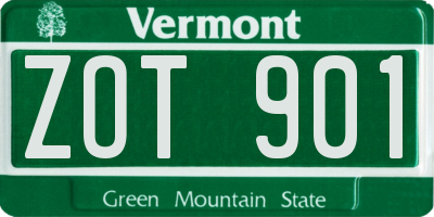 VT license plate ZOT901