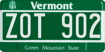 VT license plate ZOT902