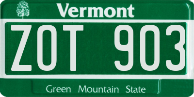 VT license plate ZOT903