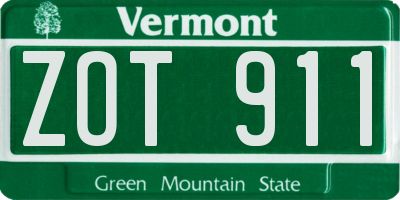 VT license plate ZOT911