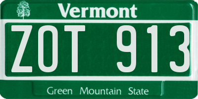 VT license plate ZOT913