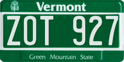 VT license plate ZOT927
