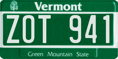 VT license plate ZOT941