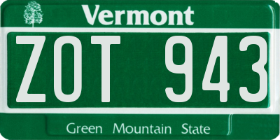 VT license plate ZOT943