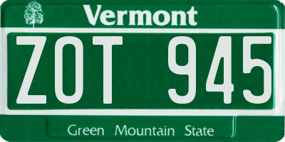 VT license plate ZOT945