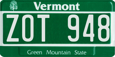 VT license plate ZOT948