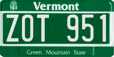 VT license plate ZOT951