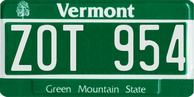 VT license plate ZOT954