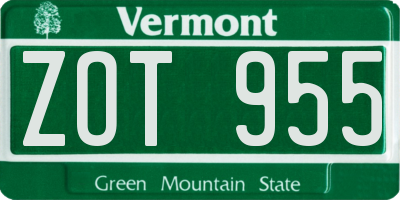 VT license plate ZOT955