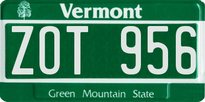 VT license plate ZOT956