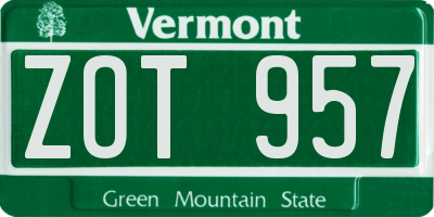 VT license plate ZOT957