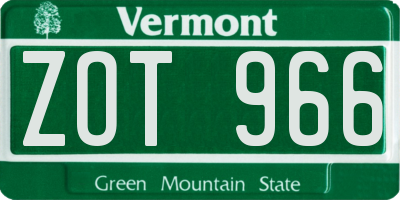 VT license plate ZOT966